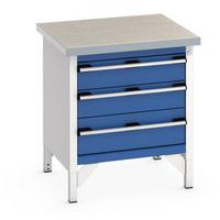 Cubio linoleum arbejdsbord – 3 skuffer – L750 mm – Bott