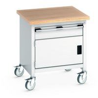 Cubio mobilt monoblok arbejdsbord – bøgetræsplade, 1 dør og skuffe – Bott