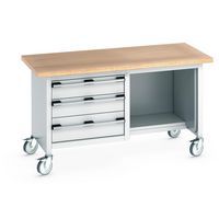 Cubio mobilt monoblok arbejdsbord – bøgetræsplade og skuffe – Bott