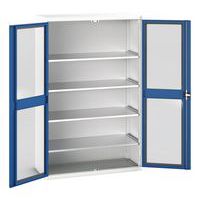 Skab Verso med transparente døre og 4 hylder 1300x550x2000 – Bott