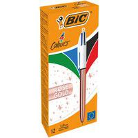 Firefarvet pen rosa guld - 12-pak - BIC