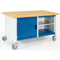 Cubio mobilt monoblok arbejdsbord – linoleumsplade, 1 dør og hylde – Bott