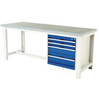 Cubio arbejdsbord med 4 skuffer – Bredde 200 cm – linoleum
