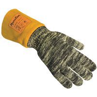 100 °C varmebestandige handsker , Materiale: Læder, Handskestørrelse: 10, Farve: Sort, Model: Avec manchette