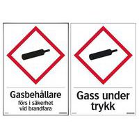 Advarselsskilt: Trykflasker fjernes ved brand, selvlysende