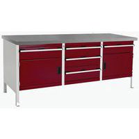 Cubio linoleumsarbejdsbord – 2 døre – 5 skuffer – L2000 mm – Bott