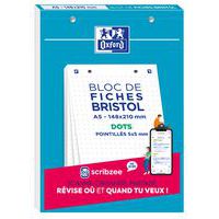 Blok med 30 Bristol-kort 148x210 perforeret med prikker - Oxford