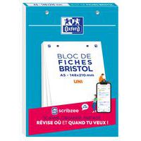 Blok Bristol 148x210 30 kort perforeret ensfarvet hvid - Oxford