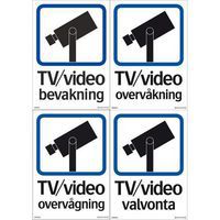 Skilt - TV/video overvågning, tosidet