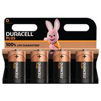 Plus 100% alkalisk D-batteri - 2 eller 4 enheder - Duracell