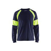 T-shirt lang ærme Marineblå/High Vis Gul