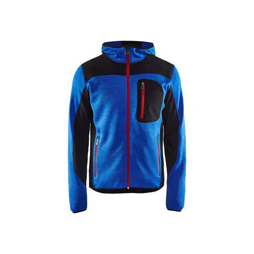 Strikket jakke med softshell Gråmeleret/Sort