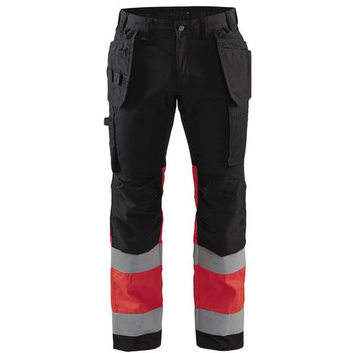 High Vis Buks med stretch Sort/High Vis Rød - Blåkläder