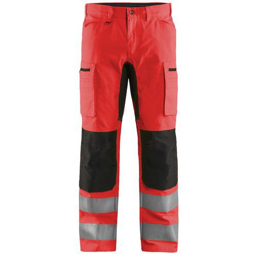High Vis Buks med stretch Sort/High Vis Rød