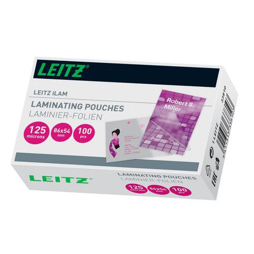 Lamineringslomme kreditkort 54x86, 100/stk - Leitz