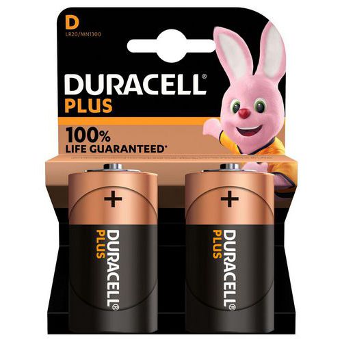 Plus 100% D alkalisk batteri - 2 eller 4 enheder - Duracell