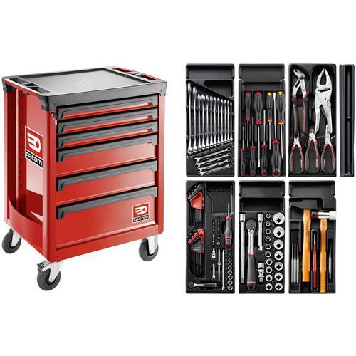 Værktøjsvogn Roll 6 skuffer med værktøjssæt V5 - Facom