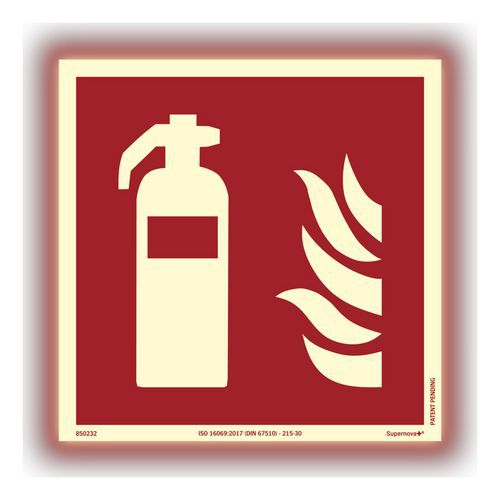 Skilt Supernova+ Brandslukker - Systemtext