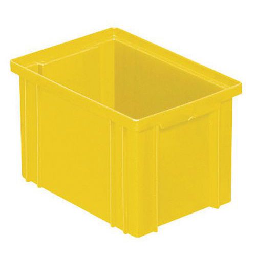 Stabelbar kasse – gul – længde 200 til 630 mm – 3,6 til 85 l