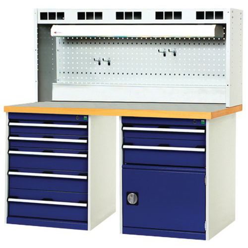 Cubio Combi arbejdsbord med 2 skabe med skuffer – polyrey