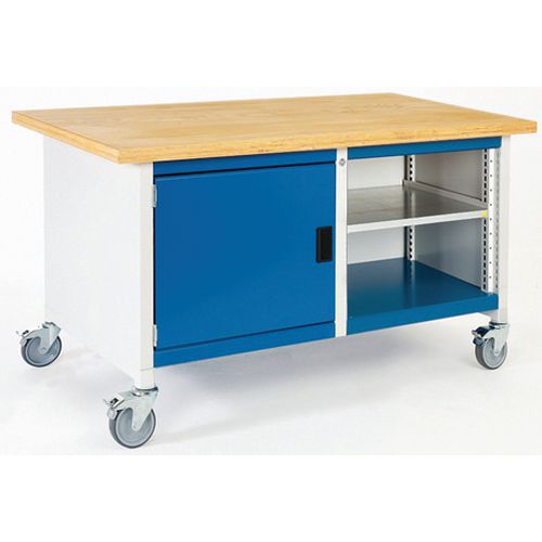 Cubio mobilt monoblok arbejdsbord – linoleumsplade, 1 dør og hylde – Bott
