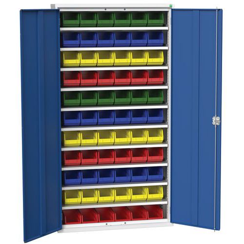Skab Verso 1050x350x2000mm med 66 beholdere – Bott