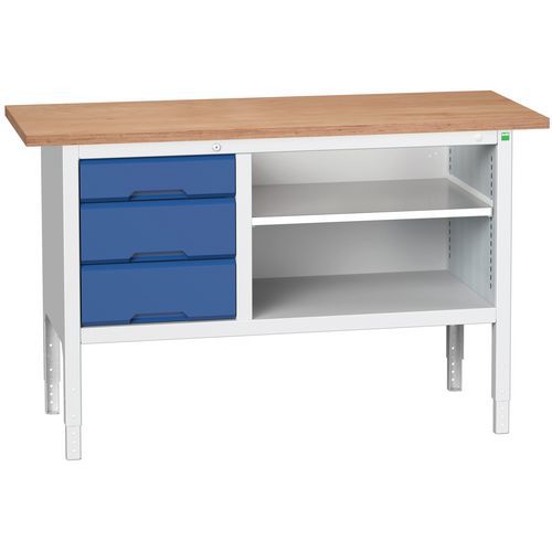 Arbejdsbord monoblok Verso 1500x600x830-930mm - Bott