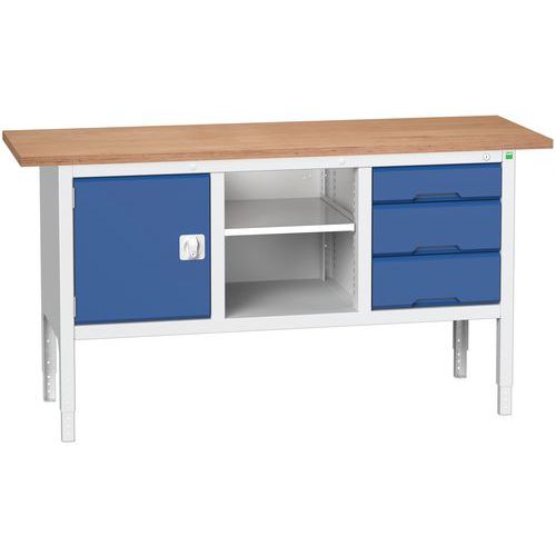 Arbejdsbord monoblok Verso 1750x600x830-930mm - Bott