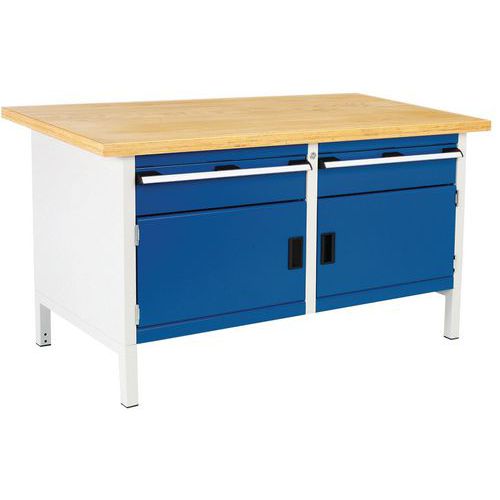 Arbejdsbord i bøgetræ Cubio – 2 døre – 2 skuffer – L1500 mm – Bott