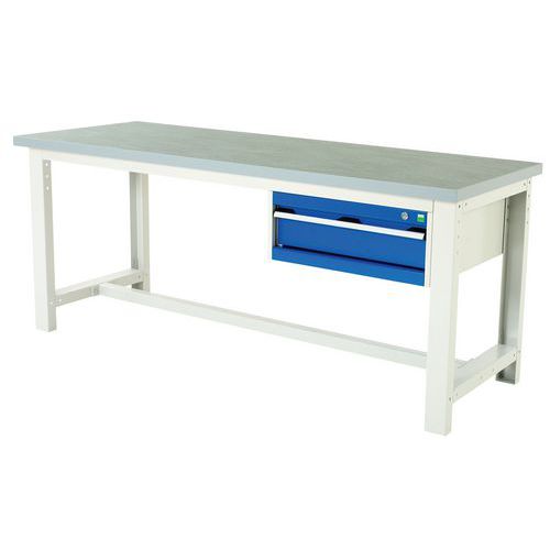 Cubio arbejdsbord med 1 skuffe – Bredde 200 cm – linoleum