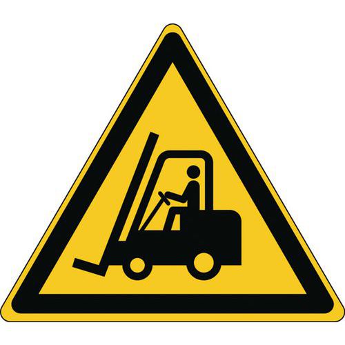 Trekantet advarselsskilt - gaffeltrucks og andre industrikøretøjer - stift