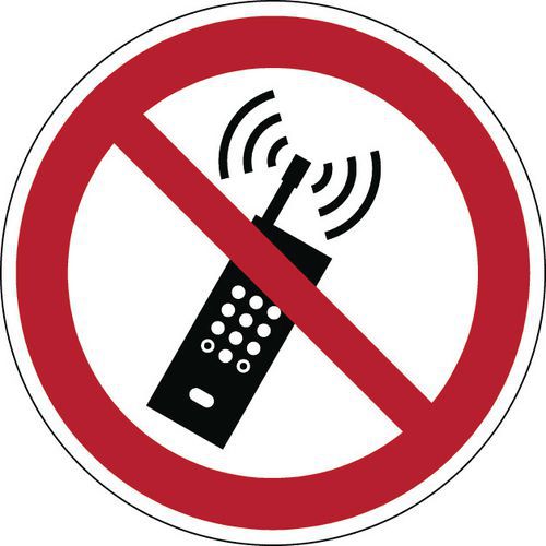 Rundt forbudsskilt - ingen mobiltelefoner - stift