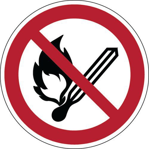 Rundt forbudsskilt - ingen åben ild - stift