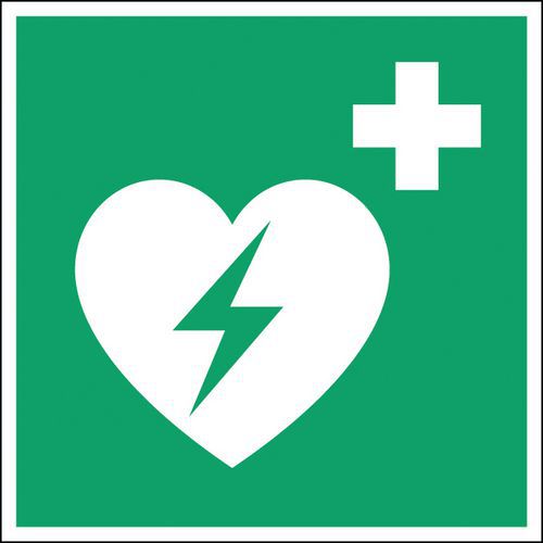 Redningsskilt - Automatisk ekstern defibrillator - Stiv