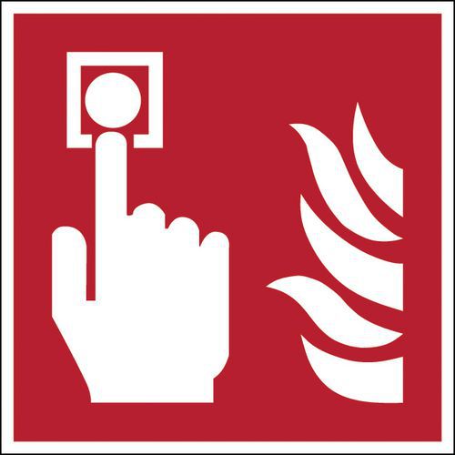 Firkantet brandsikkerhedsskilt - brandalarmpunkt - stift