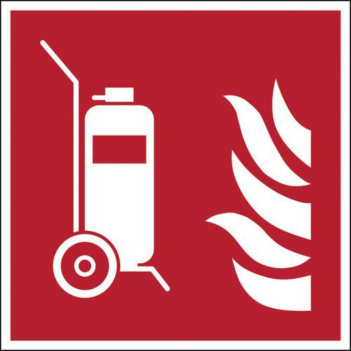 Brandsikkerhedsskilt - Brandslukker på hjul - Stiv