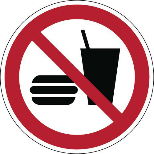 Forbudsskilt - ingen spisning eller drikke - stift
