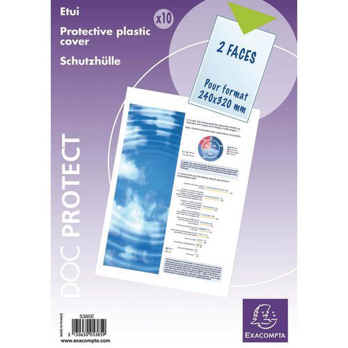 Pakke med 10 enkelt plastlommer PVC glat A4 maxi - Exacompta