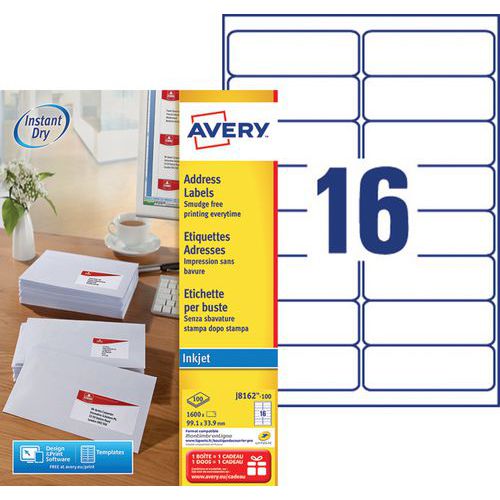 Adresselabel hvid Avery - Inkjet printer Adresselabel hvid Avery - Inkjet printer