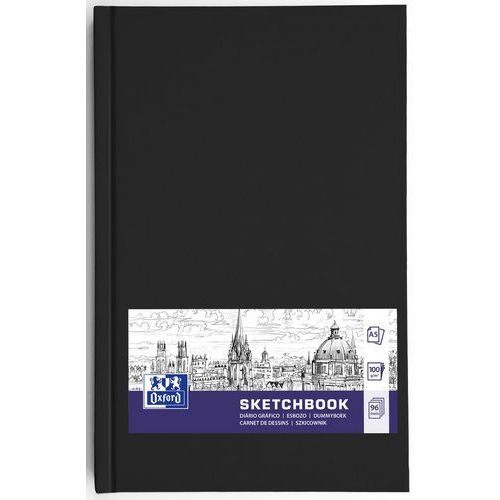 Skitseblok Oxford Art hæftet 192s 100g sort - Oxford