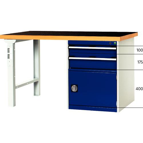 Cubio Combi arbejdsbord med 2 skuffer + 1 skab – Bredde 200 cm – arfenol