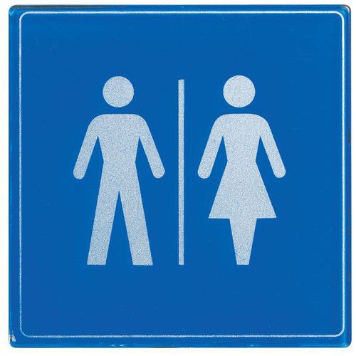 Symbolskilt plexiglas blå toilet