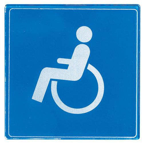 Symbolskilt plexiglas blå handicaptoilet