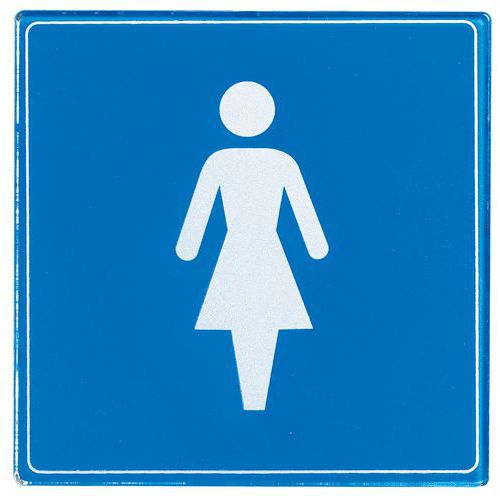 Symbolskilt plexiglas blå dametoilet