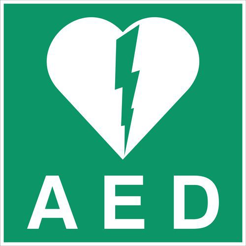 Flugtvejsskilt - AED - Hårdt