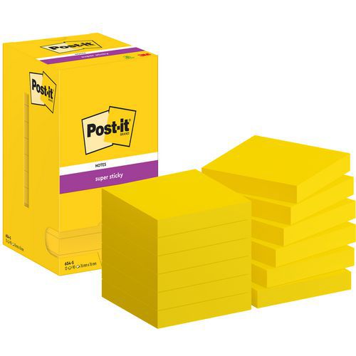 Post-it® Super Sticky 76x76 mm 12 gule blokke - Post-it® Post-it® Super Sticky 76x76 mm 12 gule blokke - Post-it®