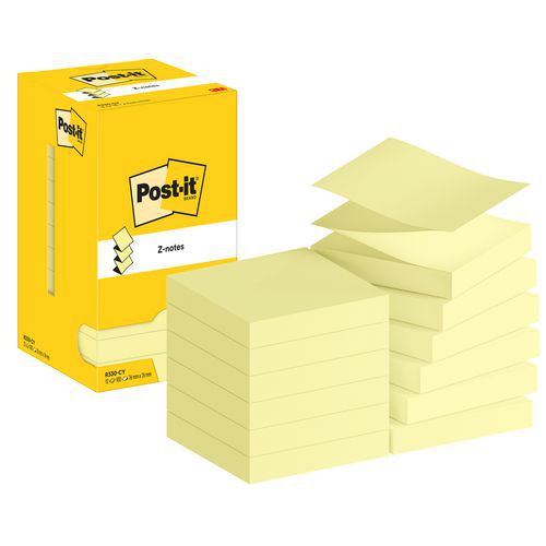 Z-Notes Post-it® 76 x 76 mm 12 gule puder - Post-it® Z-Notes Post-it® 76 x 76 mm 12 gule puder - Post-it®