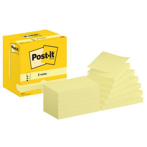 Z-Notes Post-it® 76 x 127 mm 12 gule puder - Post-it® Z-Notes Post-it® 76 x 127 mm 12 gule puder - Post-it®