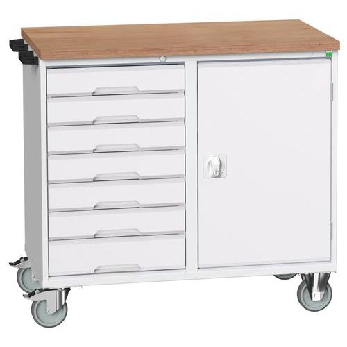 Mobilt arbejdsbord Verso med skuffer og låger 1050x600x980mm – Bott