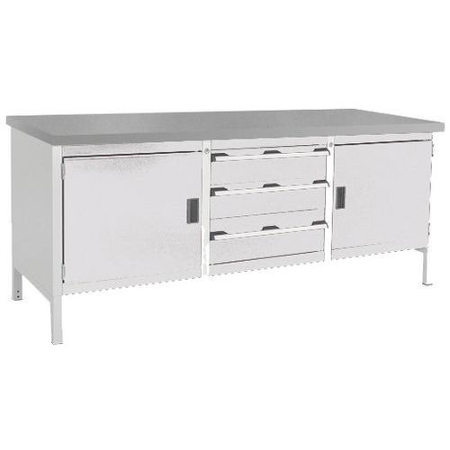 Cubio linoleumsarbejdsbord – 2 døre – 3 skuffer – L2000 mm – Bott